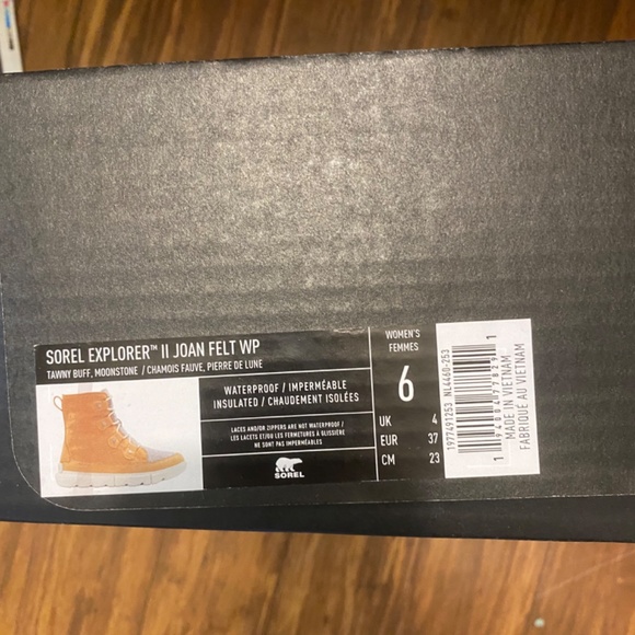 Sorel Explorer II Joan Felt Wrap | Women’s 6, Tawny Buff and Moonstone, NWT - Picture 4 of 4